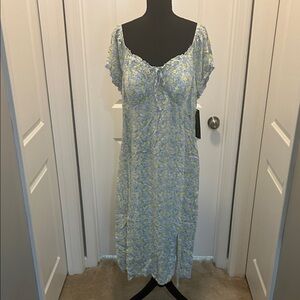 Madden Girl Blue and Yellow Floral Midi Dress